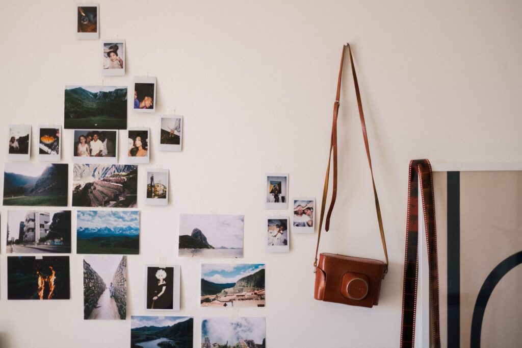 polaroid photos on a wall